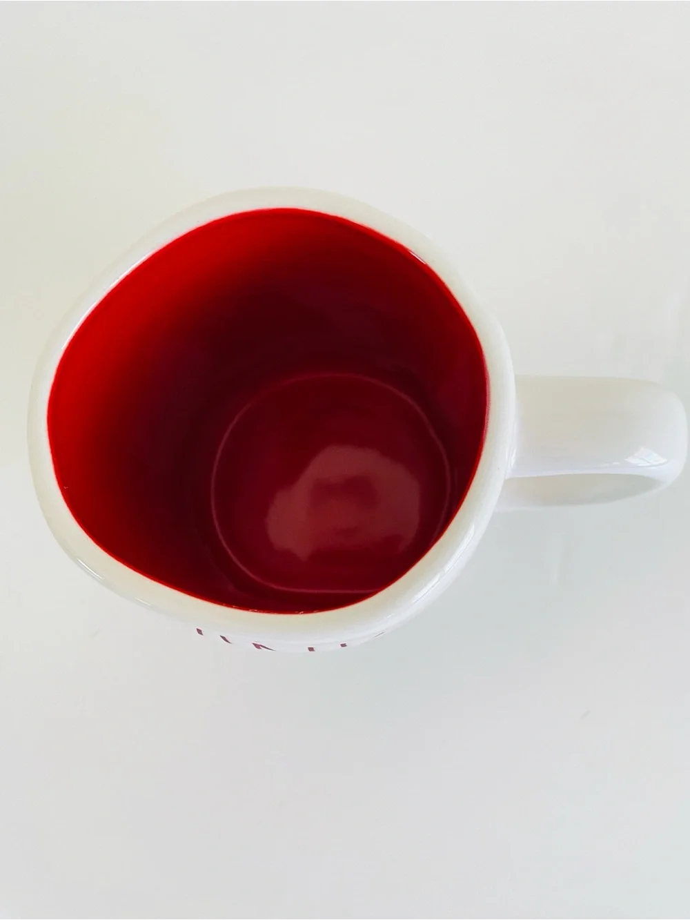 Rae Dunn WINK WINK White Ceramic Mug with Red Interior Farmhouse Cottagecore